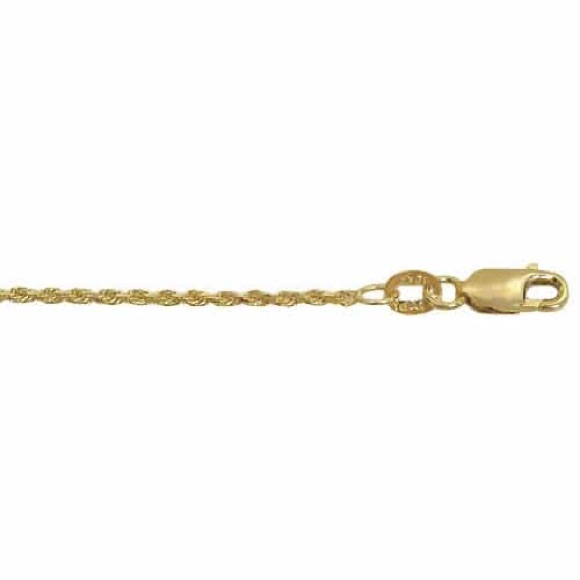 10KT Yellow Gold, 8 sides diamond cut, 1.25mm rope chain - Picture 1 of 1